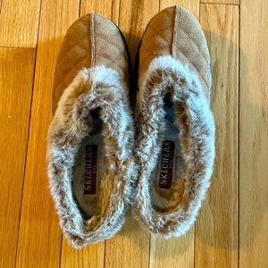 Skechers Leather & Faux Fur Lined Slip Ons